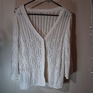 Cato White Open-Knit Cardigan